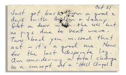 Hunter S. Thompson Autograph Letter Signed -- ''...Am considering a total change to a concept of a 'Hell Angels Notebook'...''